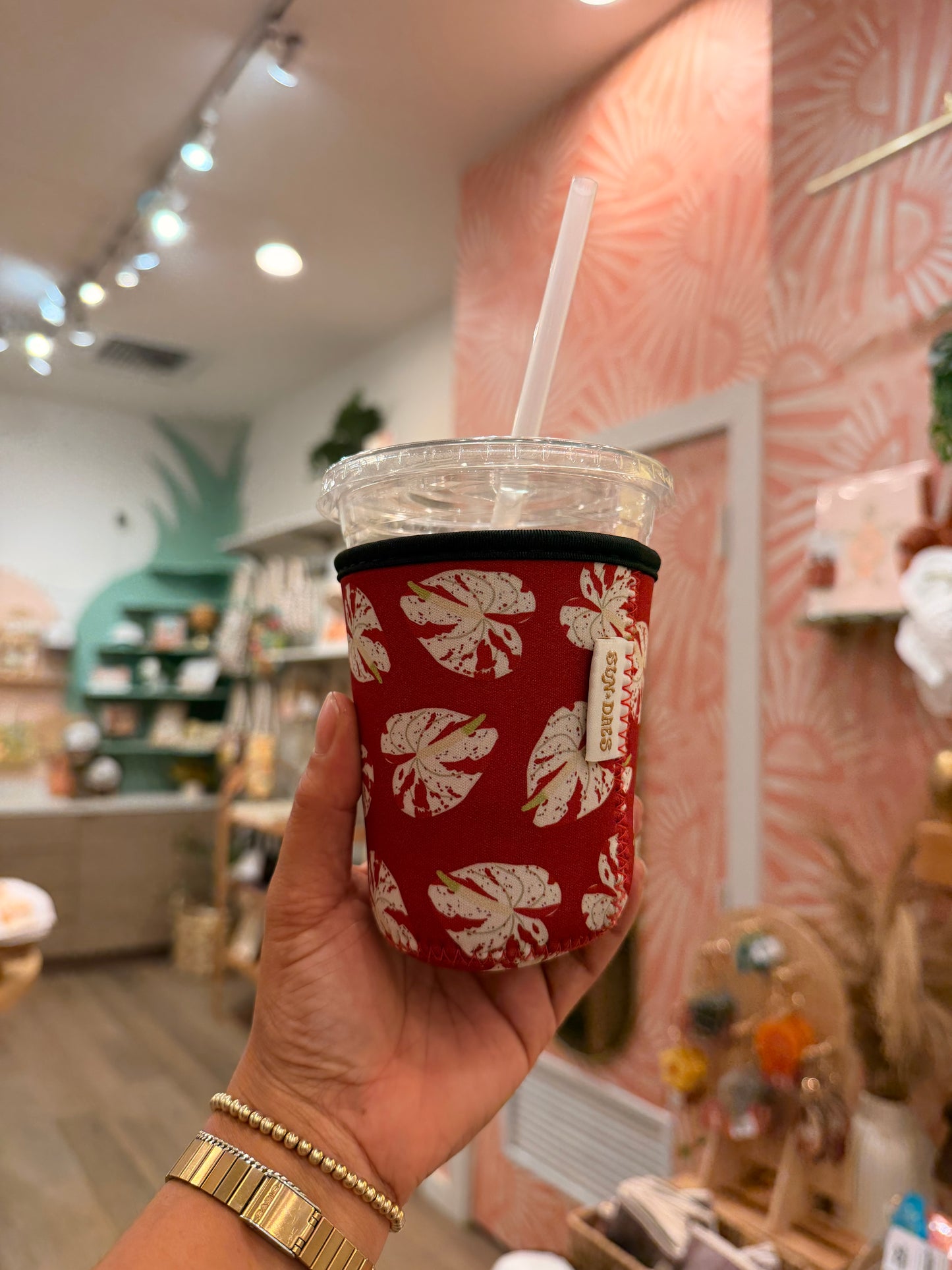 Red anthurium coffee sleeve sm