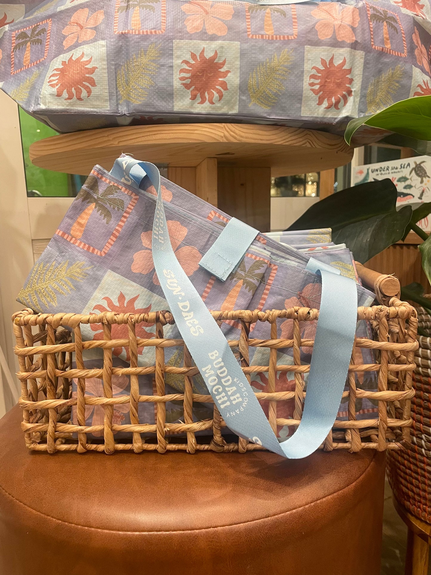 Blue Tropical Checkered Bombucha Bag