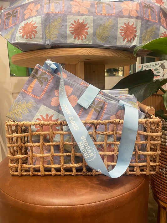Blue Tropical Checkered Bombucha Bag