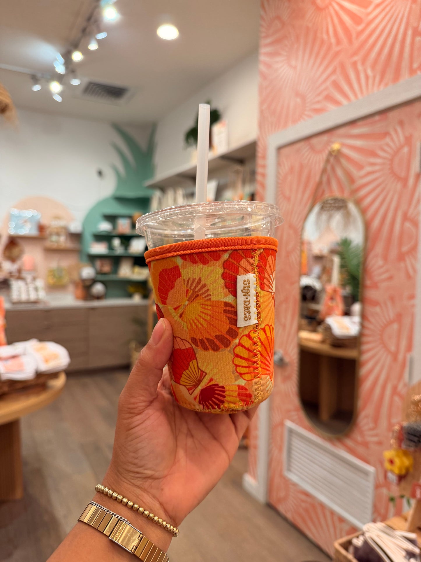 Sunrise shell coffee sleeve sm