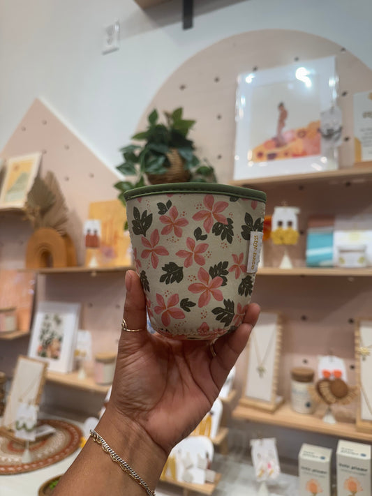 Retro plumeria coffee sleeve SML