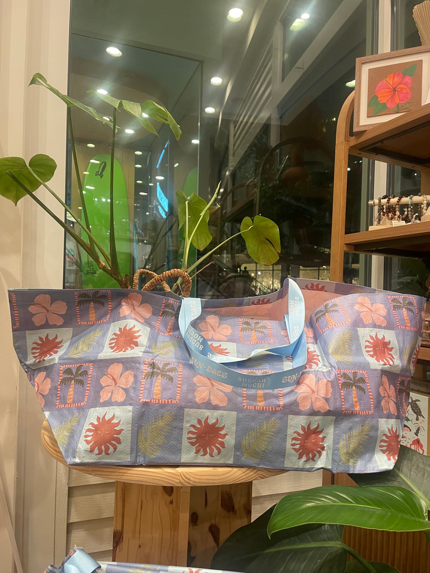 Blue Tropical Checkered Bombucha Bag