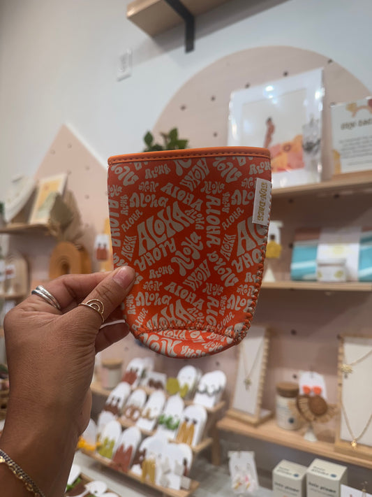 Orange Aloha coffee sleeve LRG