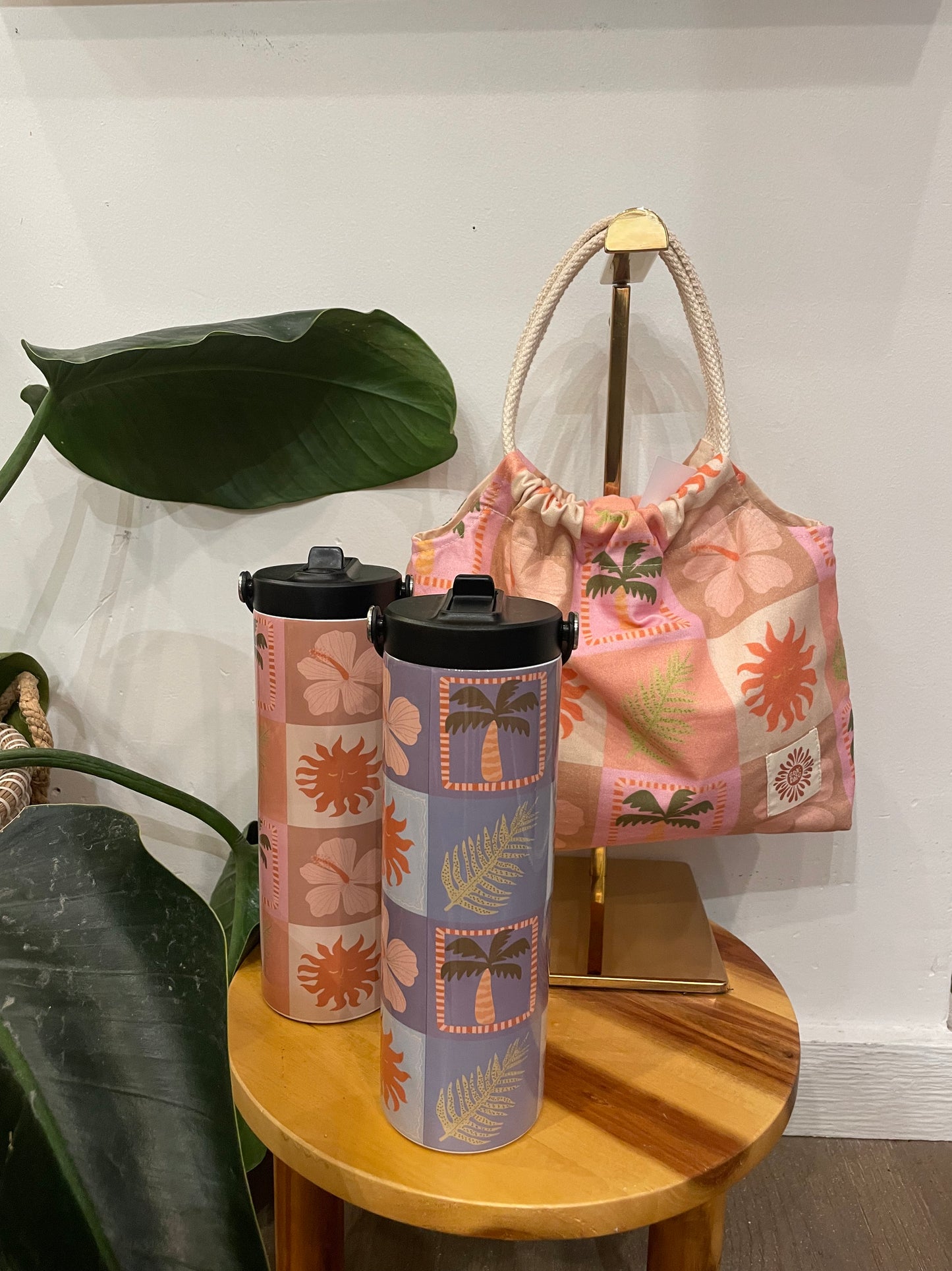 Tropical checkered Vintage handbag