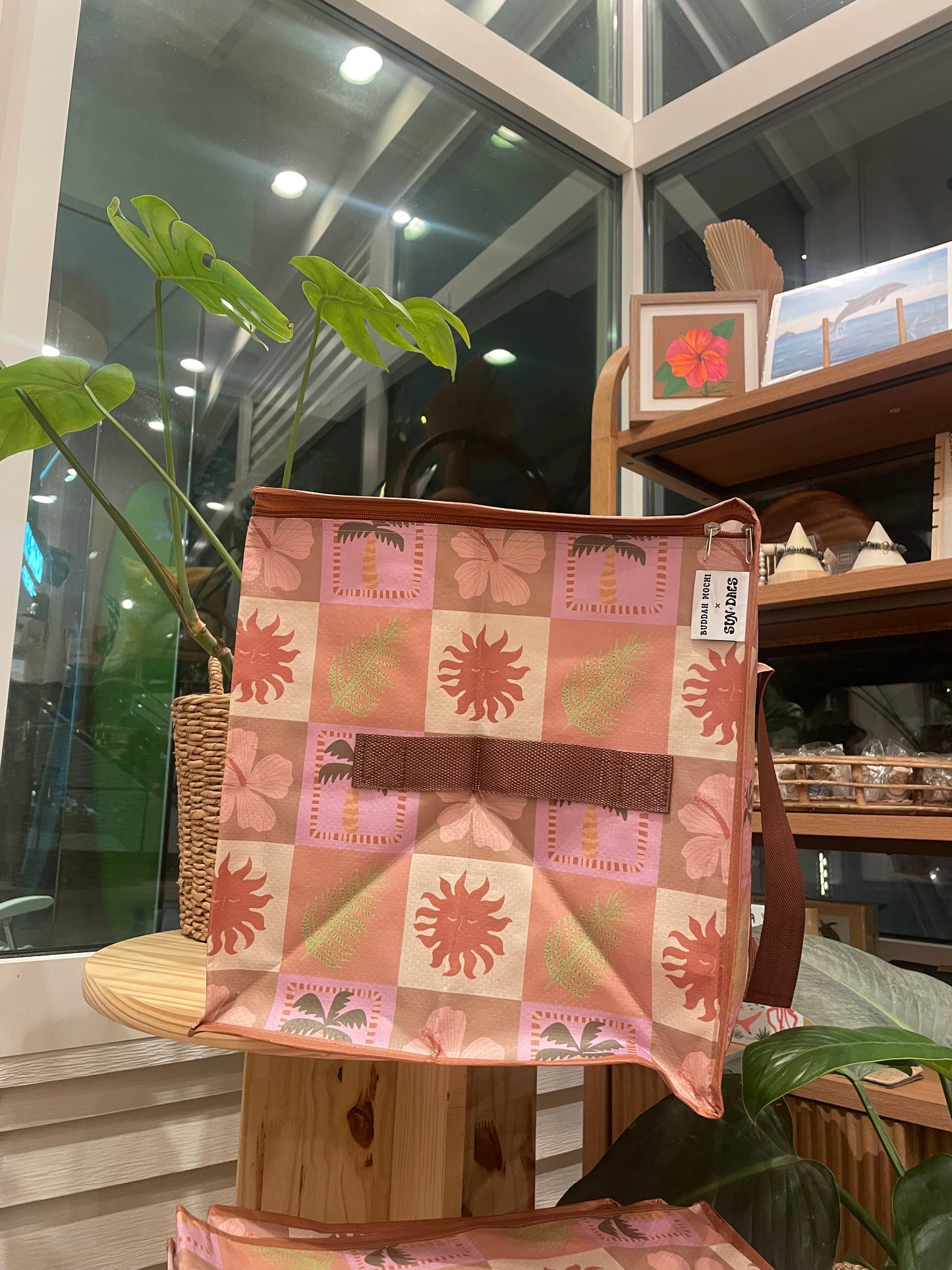 Pink&Brown Tropical Checkered Zipper Bombucha