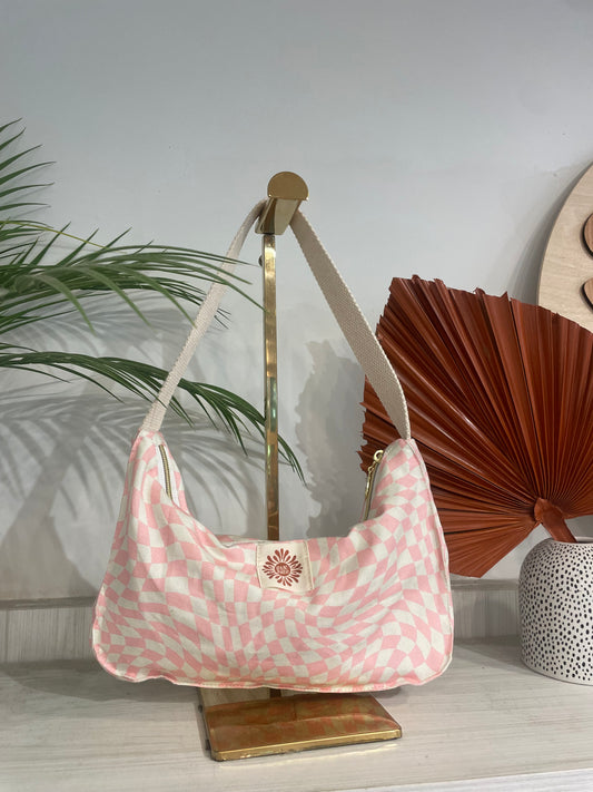 Pink checkered Ry-n shoulder bag