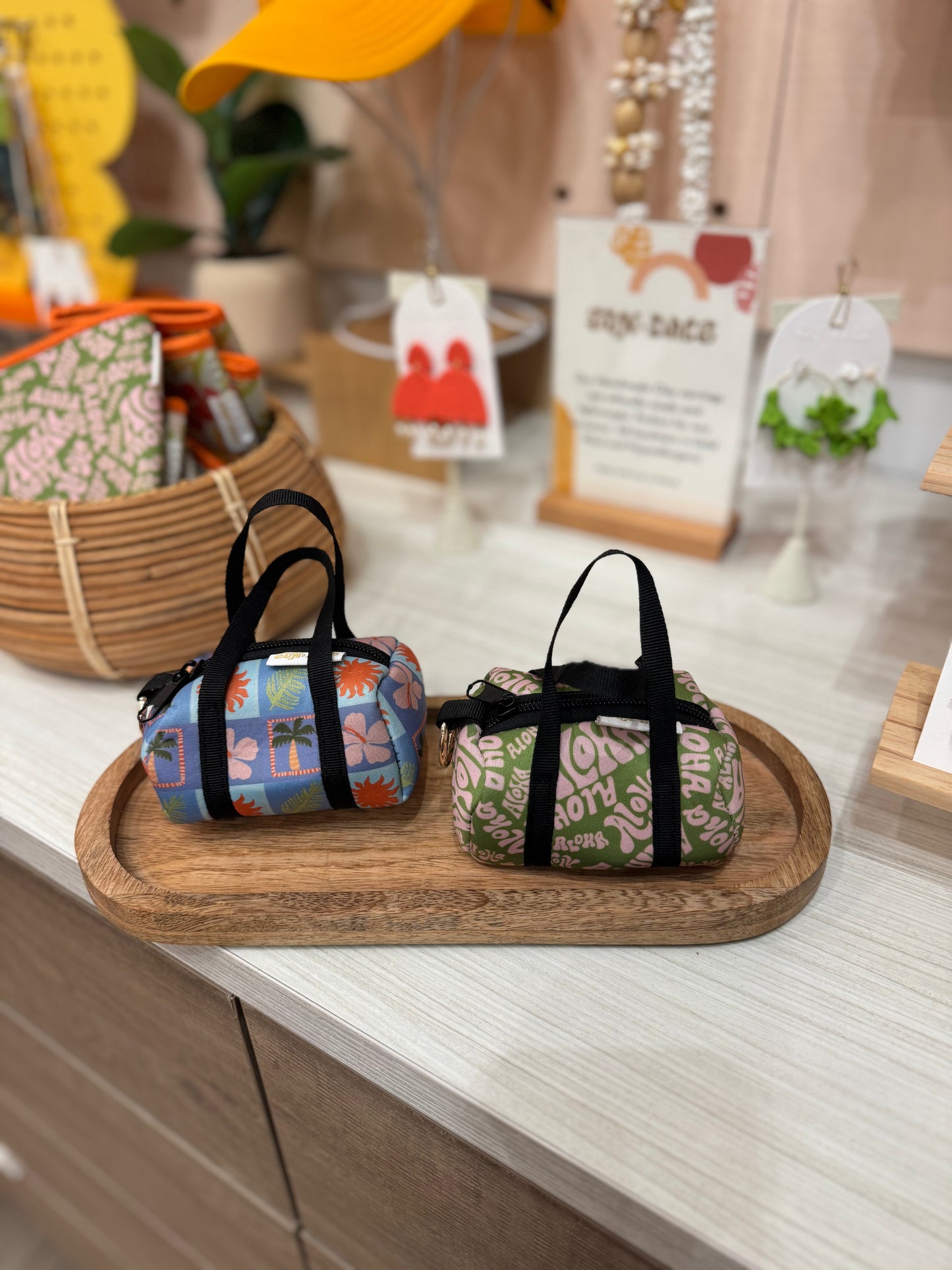 Tropical Checkered Blue Mini Duffel