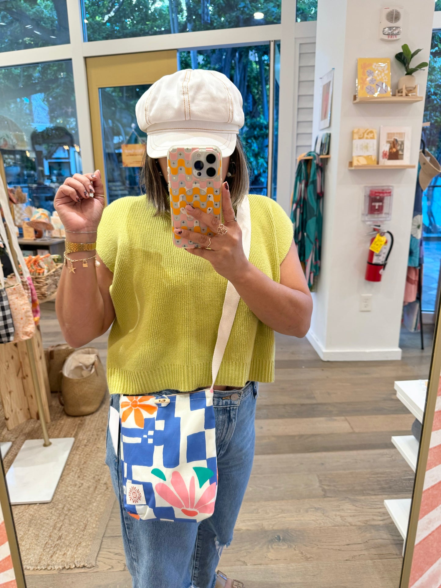 Cobalt Blue Floral Checkered Mel Crossbody