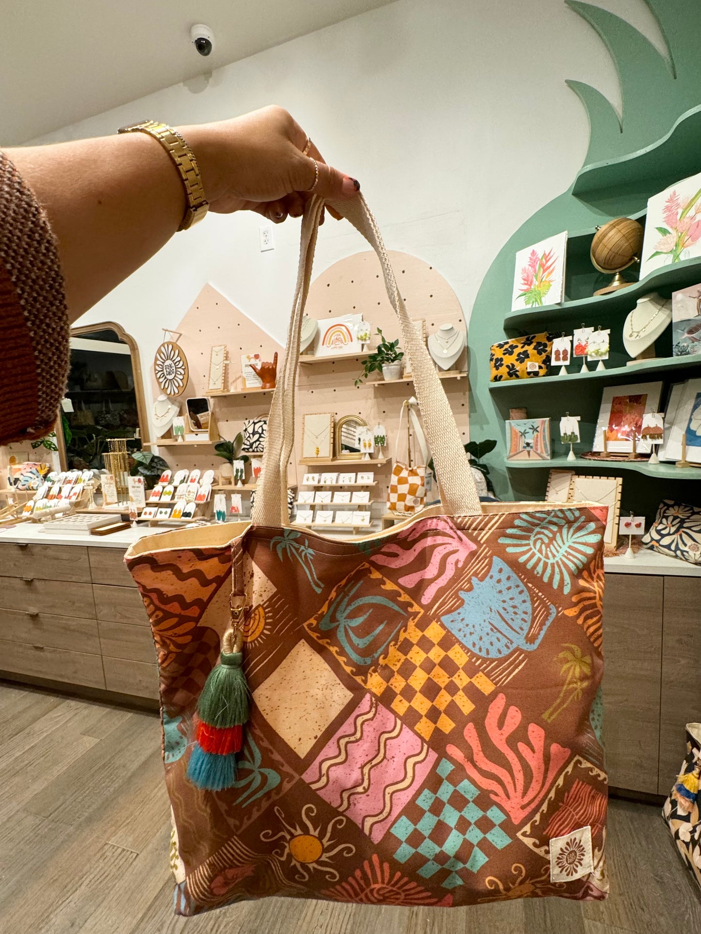 Brown Sun Patchwork Everything Tote
