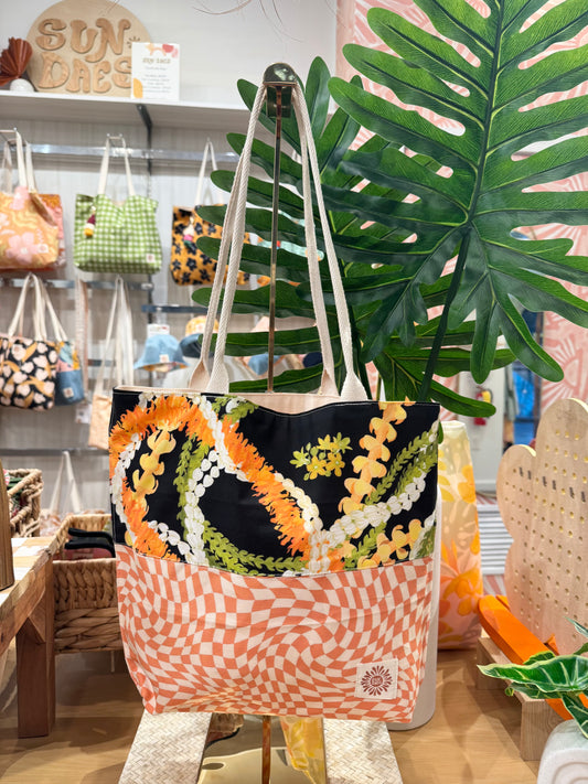 Black lei & Orange checkered Marli tote