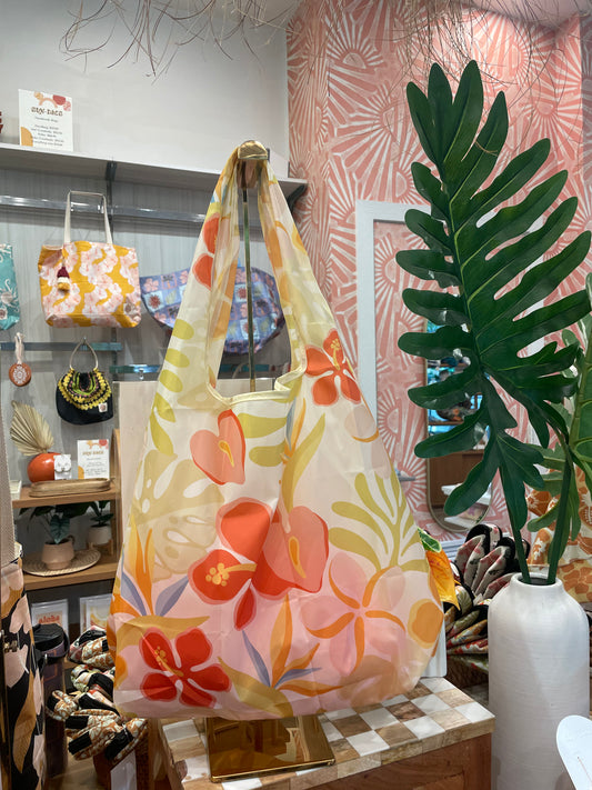 Retro tropical reusable tote
