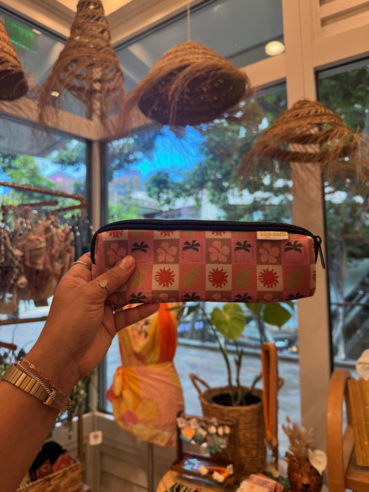 Tropical checkered pencil case