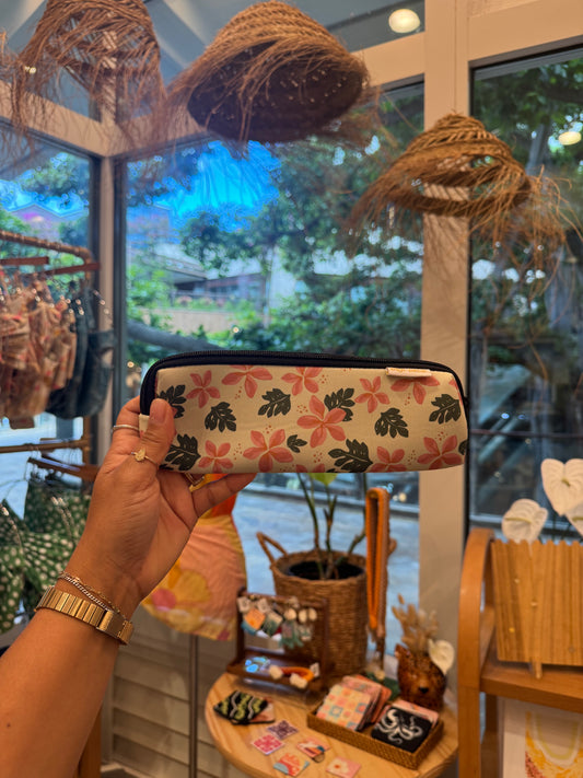 Retro plumeria pencil case