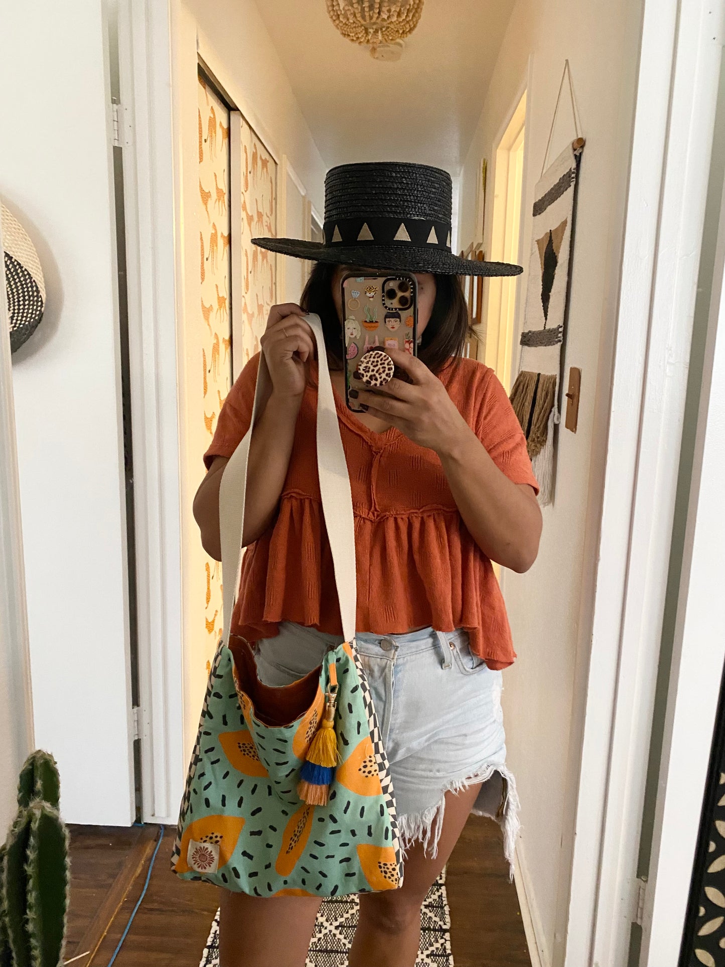 Papaya hobo crossbody