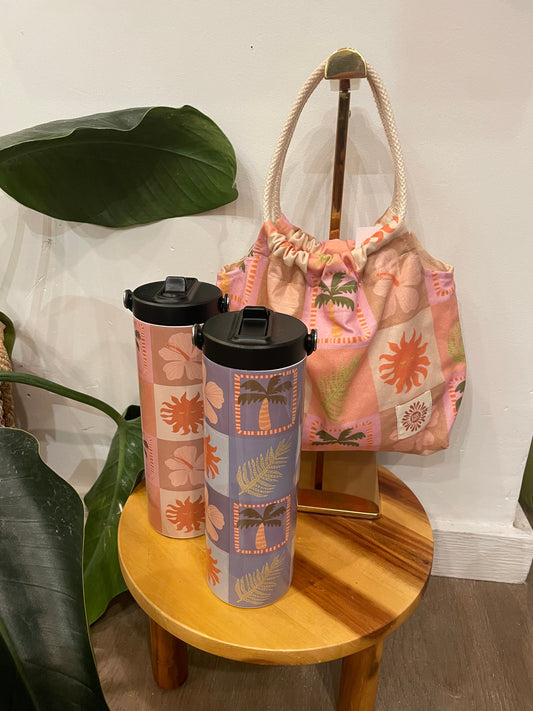 Tropical checkered Vintage handbag
