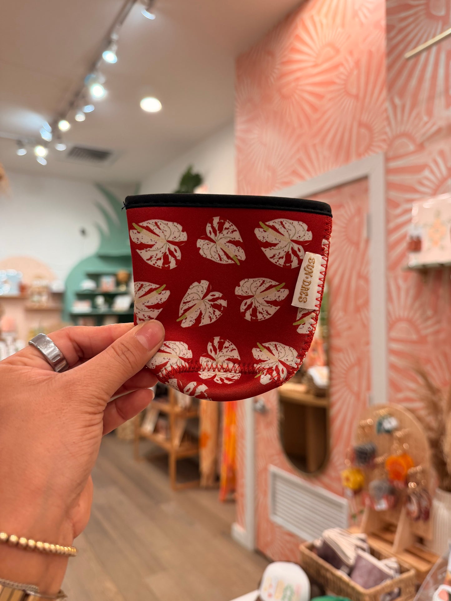 Red anthurium coffee sleeve sm