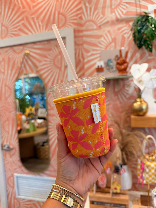 Groovy hibiscus coffee sleeve small