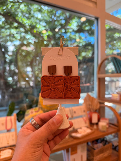 Wood top clay earrings