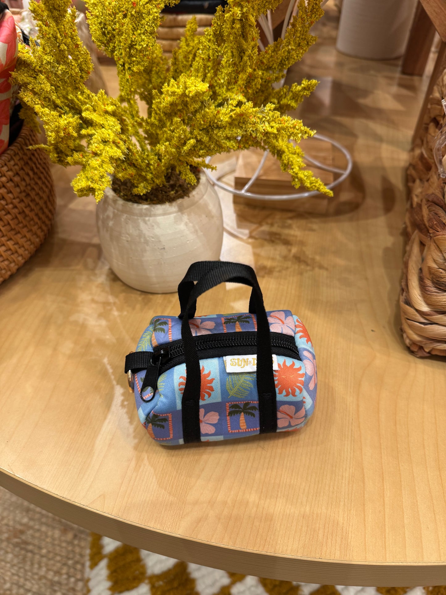 Tropical Checkered Blue Mini Duffel